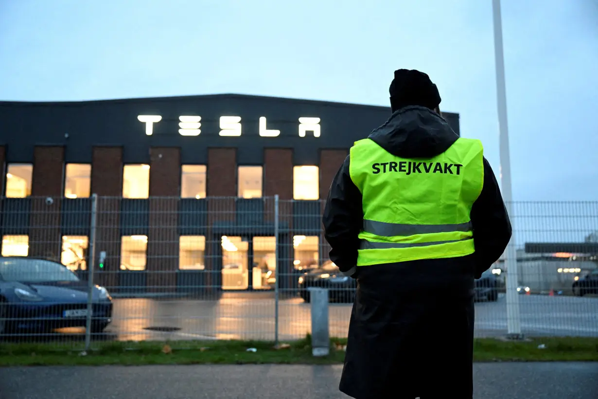 FILE PHOTO: Strike outside Tesla's Service Center in Segeltorp