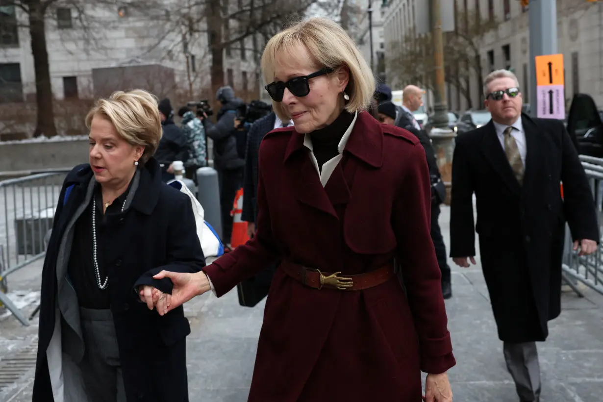 E. Jean Carroll enters Manhattan Federal Court, in the second civil trial after she accused former U.S. President Donald Trump of raping her decades ago, in New York City