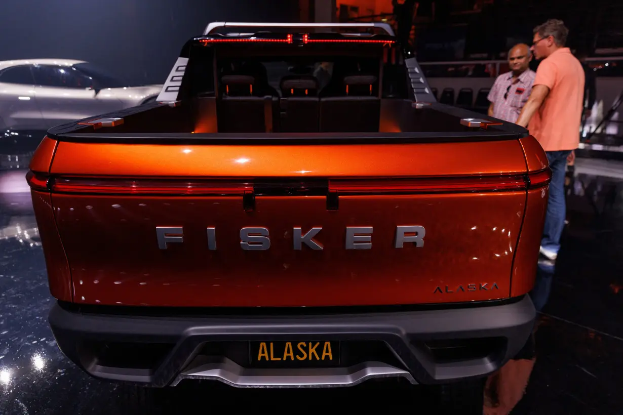 FILE PHOTO: Fisker shows off its electric pickup truck and Pear vehicle