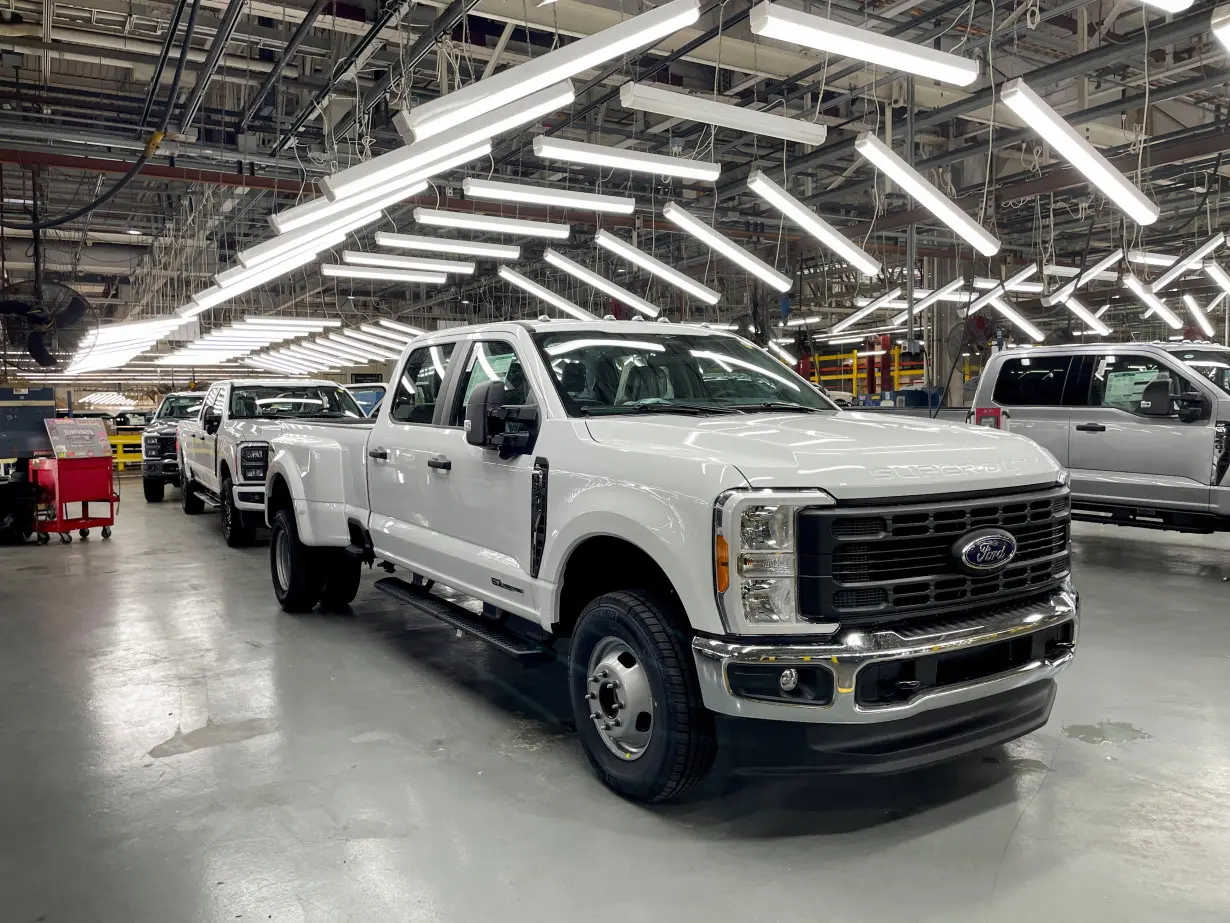 Ford Super Duty trucks are seen at the Kentucky Truck assembly plant in Louisville