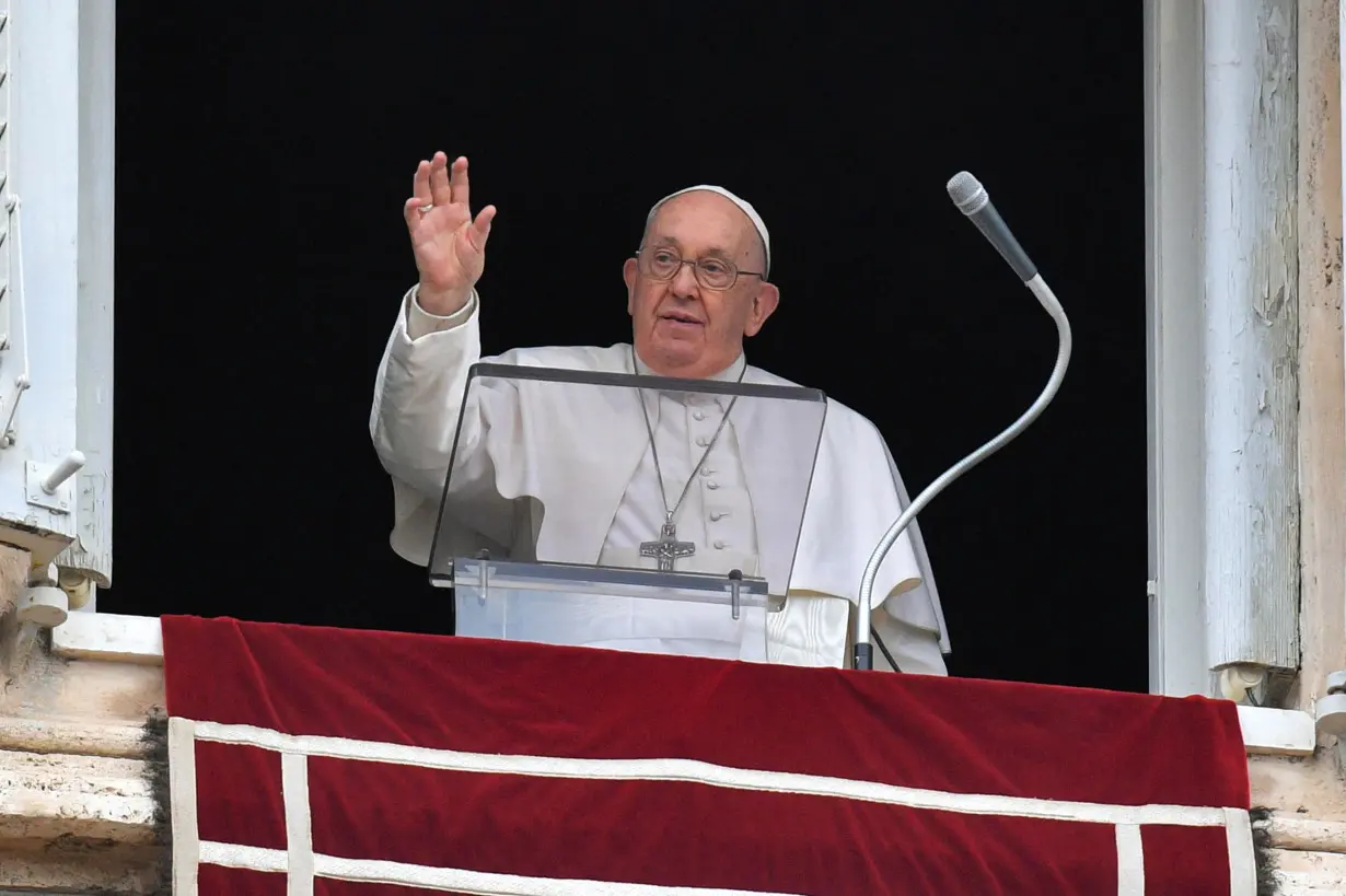 Pope Francis leads the Angelus prayer at the Vatican