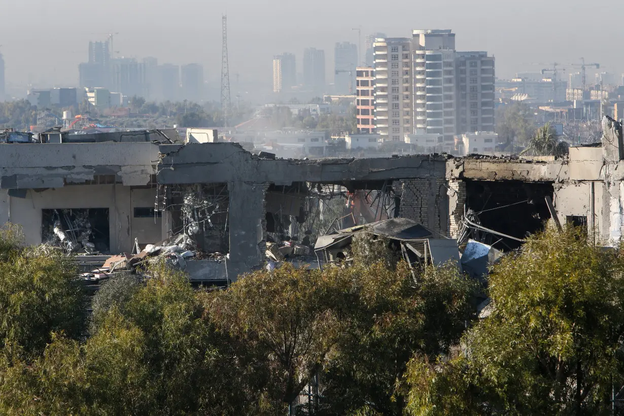 A view of a damaged building following missile attacks, in Erbil