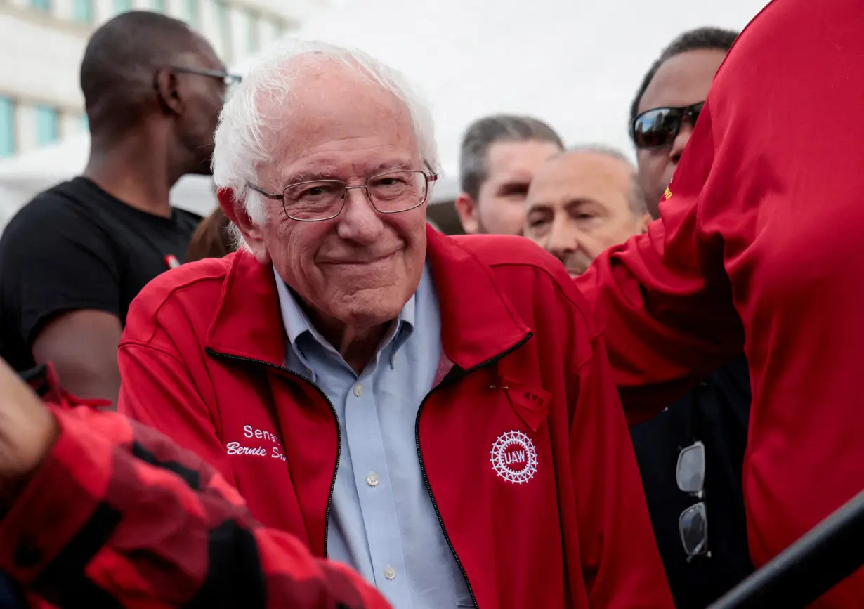 FILE PHOTO: U.S. Senator Bernie Sanders waits to speak during a rally in support of striking United Auto Workers members