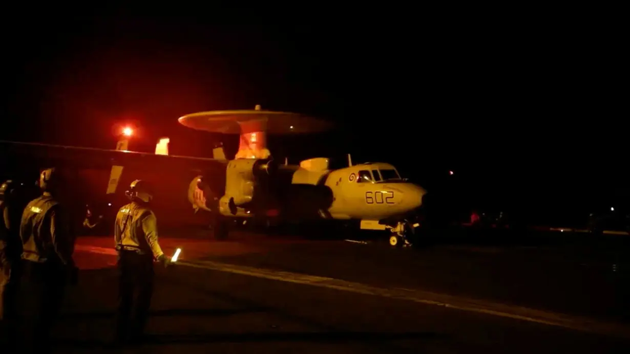 An aircraft takes off to join the U.S.-led coalition operation against military targets in Yemen