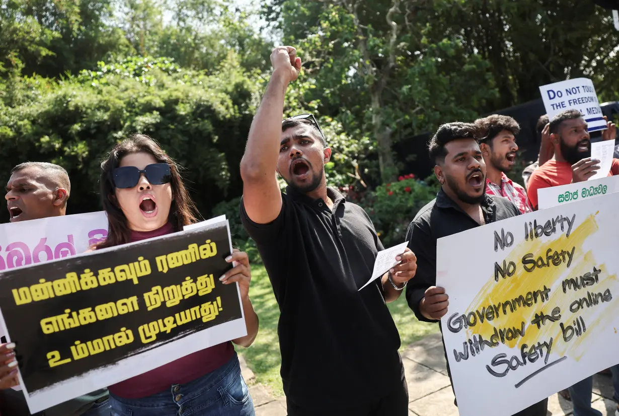 People protest as Sri Lanka's parliament readies to pass an Online Safety Bill