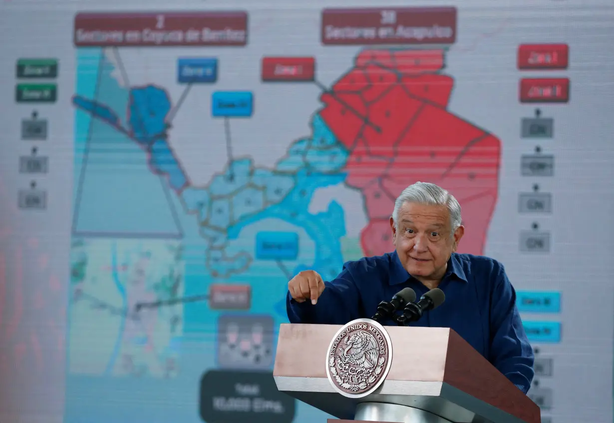 Mexico's President Andres Manuel Lopez Obrador attends his daily news conference, in Acapulco