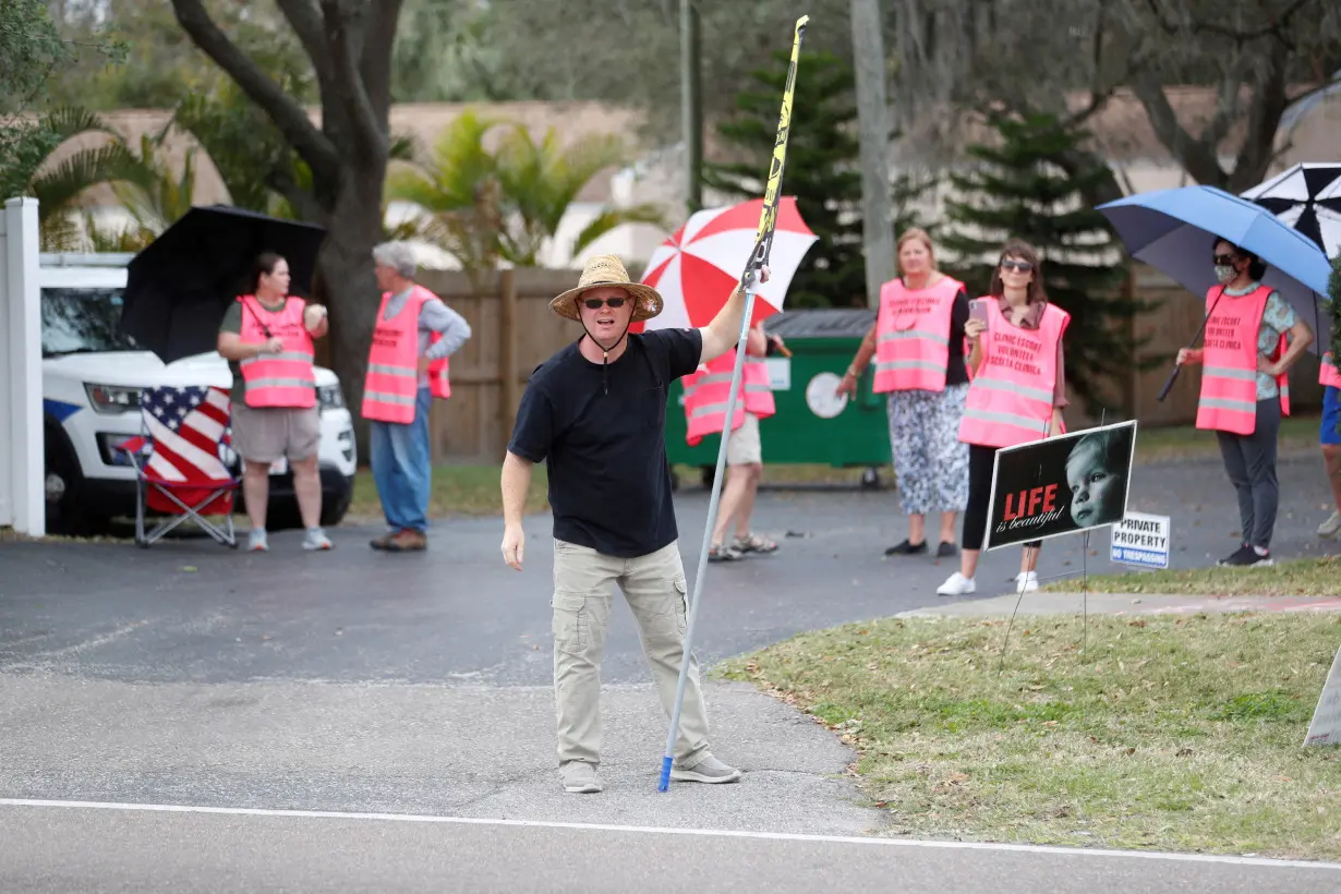 FILE PHOTO: Anti-abortion protesters rally outside a clinic in Clearwater, Florida