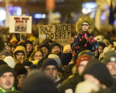 Thousands protest in Slovakia against a government plan to amend the penal code