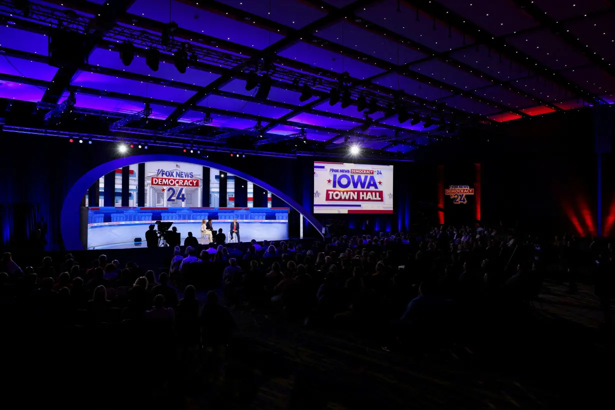 Republican presidential candidate and former U.S. President Donald Trump participates in a Fox News Channel town hall, in Des Moines