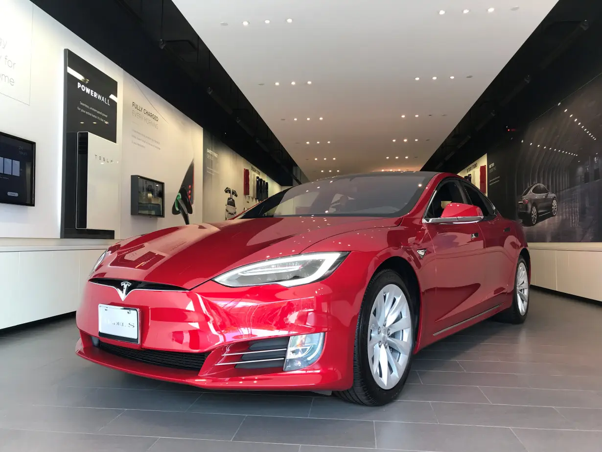 A Tesla Model S car is seen in a showroom in Santa Monica