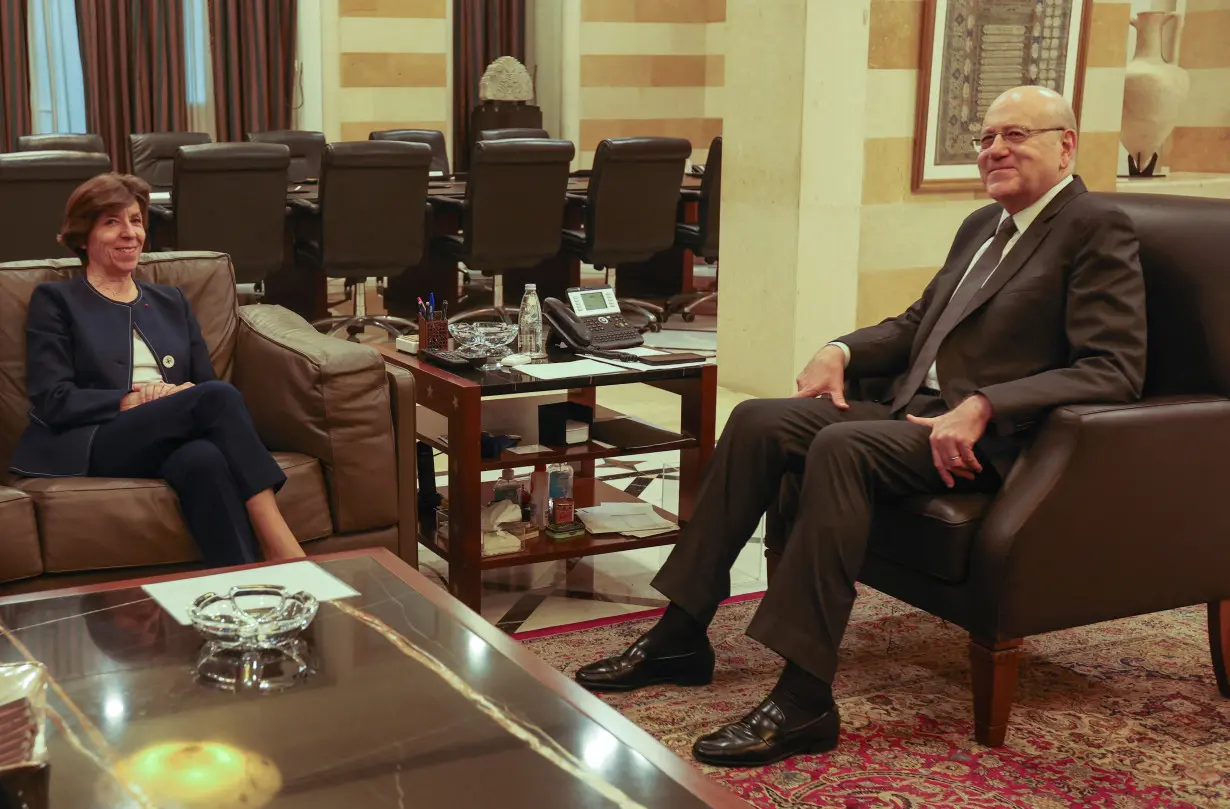 French Foreign Minister Catherine Colonna meets with Lebanon's caretaker Prime Minister Najib Mikati in Beirut