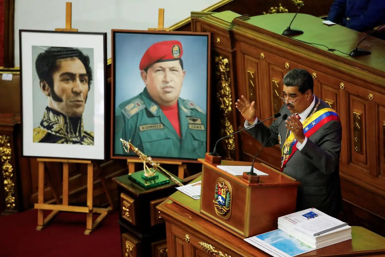 Venezuela's President Maduro delivers his annual address to the nation, in Caracas