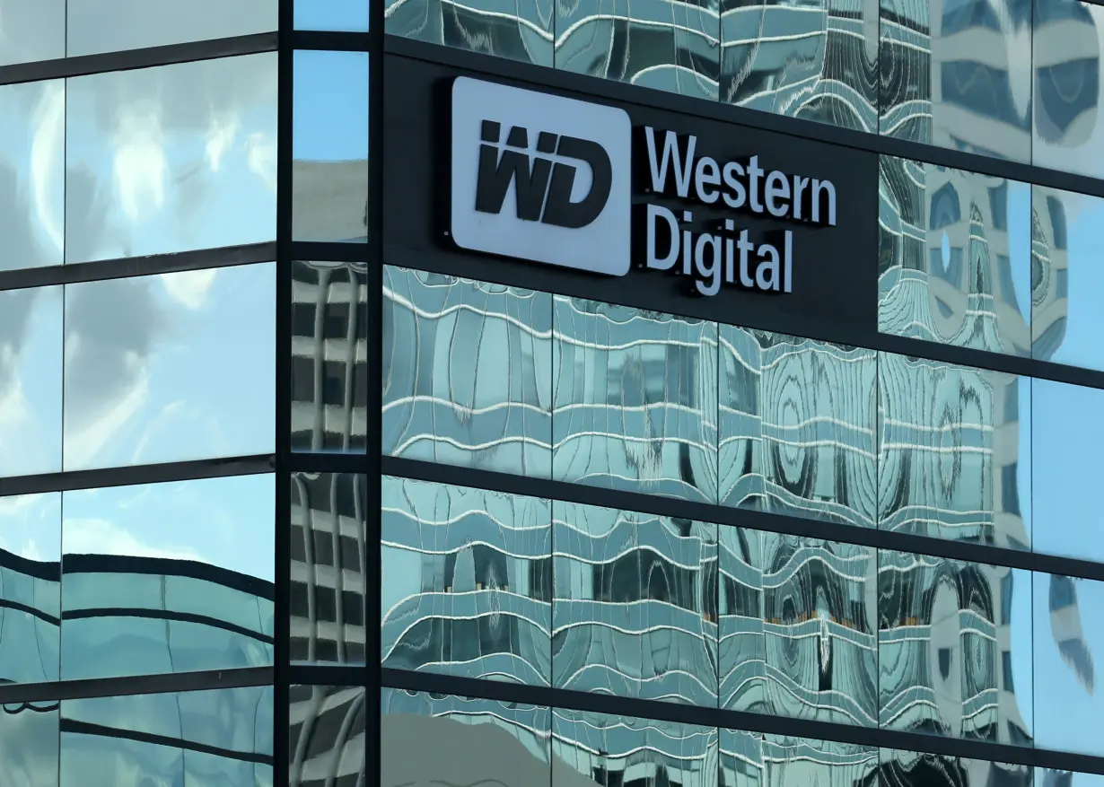 A Western Digital office building is shown in Irvine, California