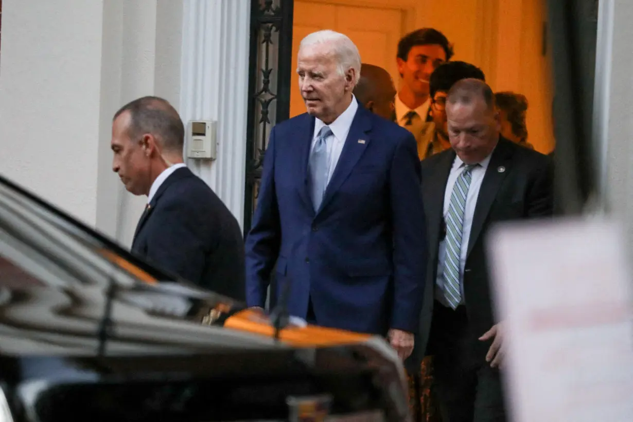 FILE PHOTO: U.S. President Joe Biden departs a Biden Victory Fund campaign fundraising event in the Kalorama neighborhood, in Washington