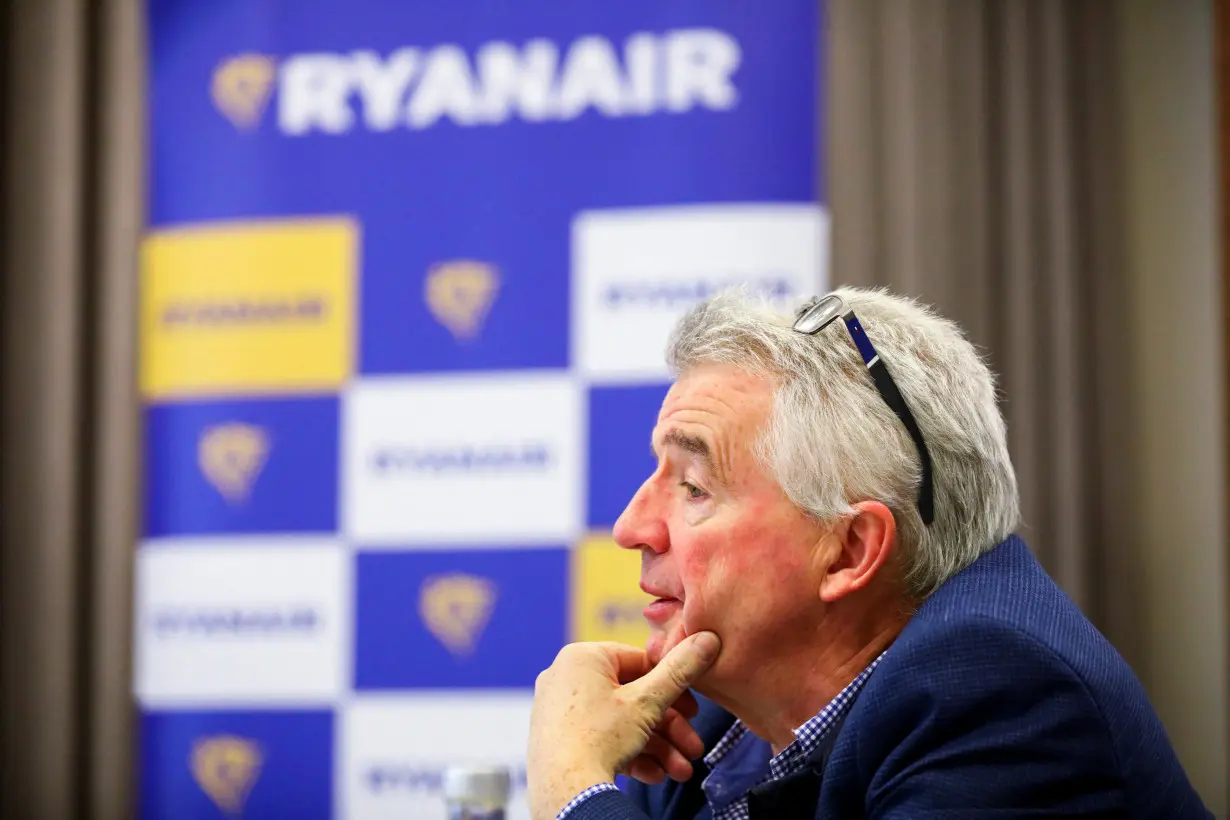 Ryanair's Group CEO Michael O'Leary attends a Reuters TV interview in Berlin