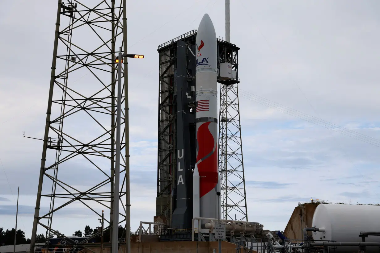 Boeing-Lockheed joint venture United Launch Alliance’s next-generation Vulcan rocket stands ready for launch on its debut flight from Cape Canaveral