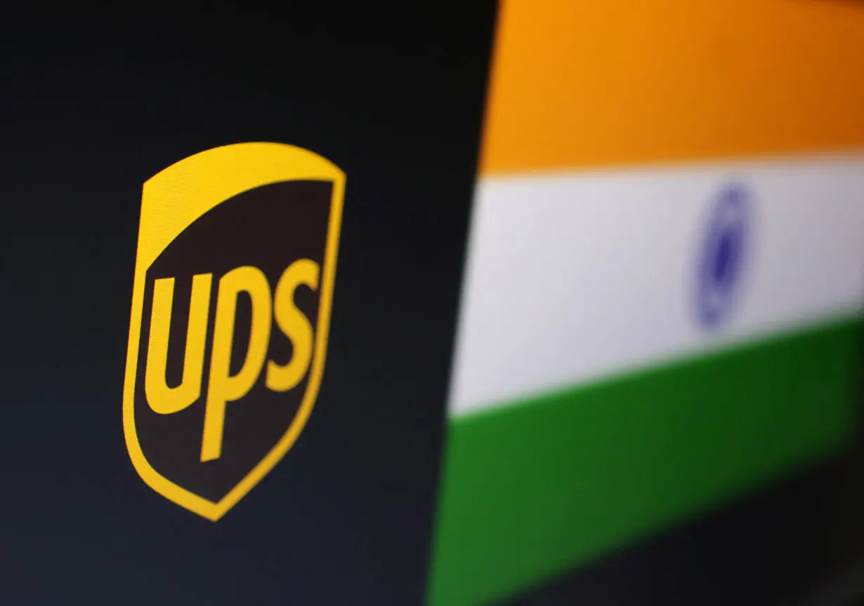 Illustration shows UPS logo and Indian flag