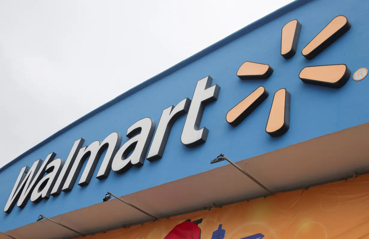 FILE PHOTO: Logo of Walmart is pictured outside a store in Mexico City