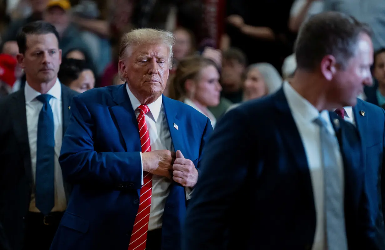 Former U.S. President and Republican presidential candidate Donald Trump campaigns in Clinton