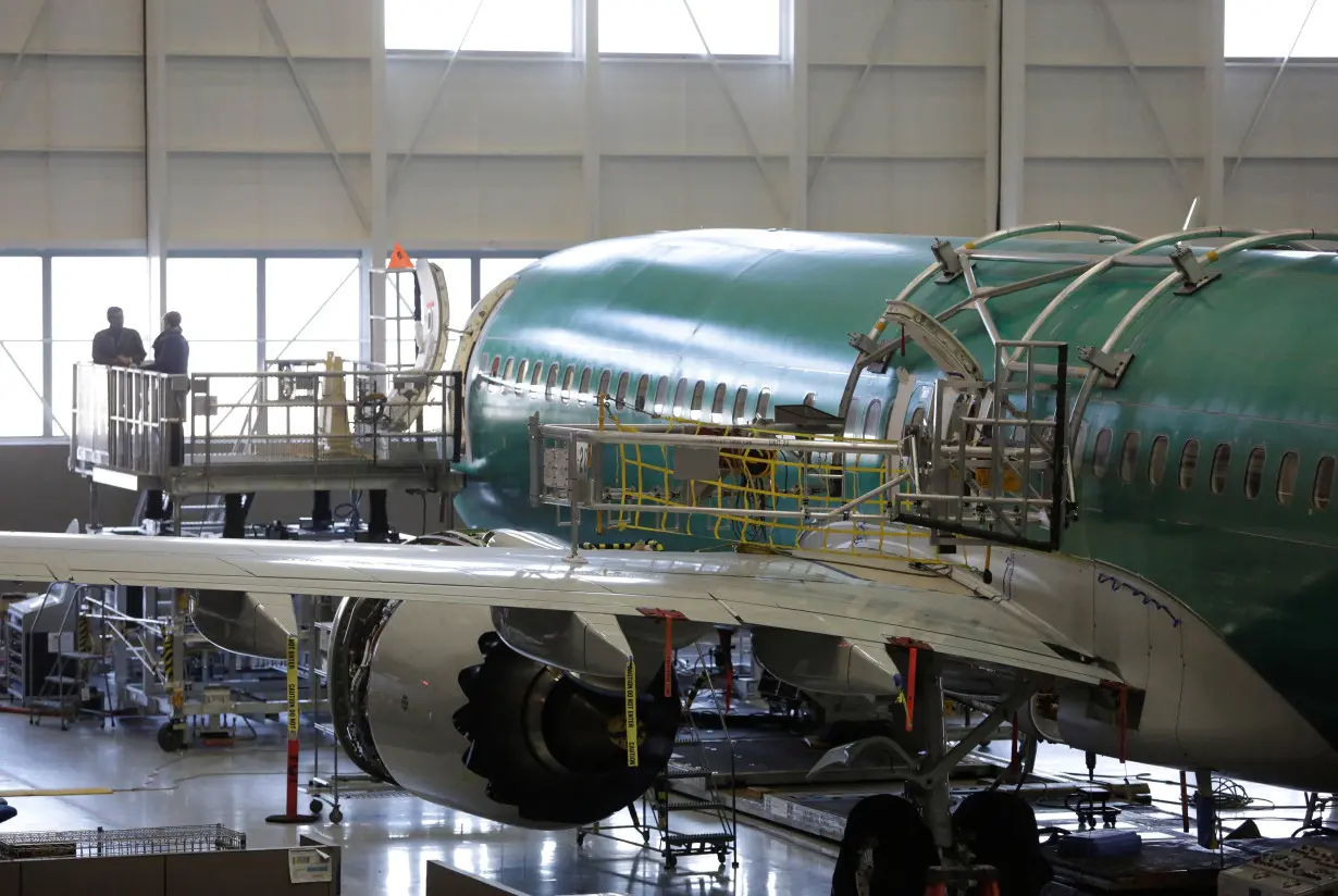 Boeing's new 737 MAX-9 is pictured under construction at their production facility in Renton, Washington