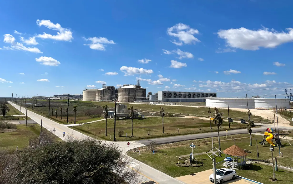 FILE PHOTO: Storage tanks and gas-chilling units are seen at Freeport LNG