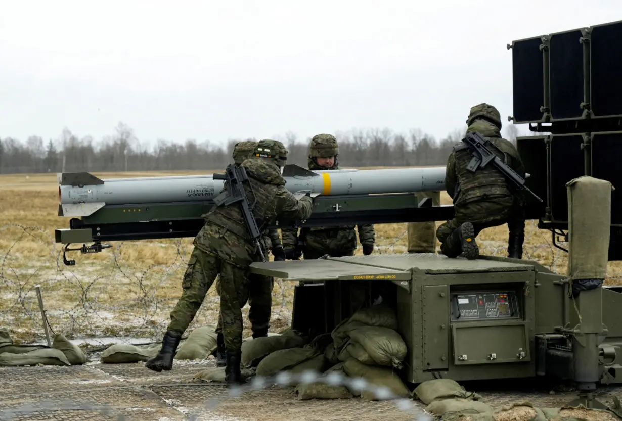 FILE PHOTO: Spanish army prepare NASAMS rocket launcher, in Lielvarde air base