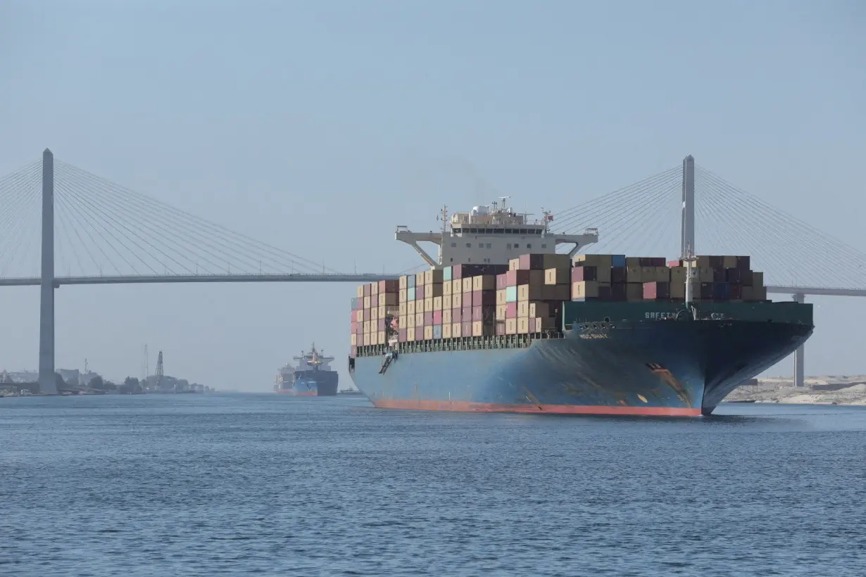 FILE PHOTO: Container ships on Suez Canal