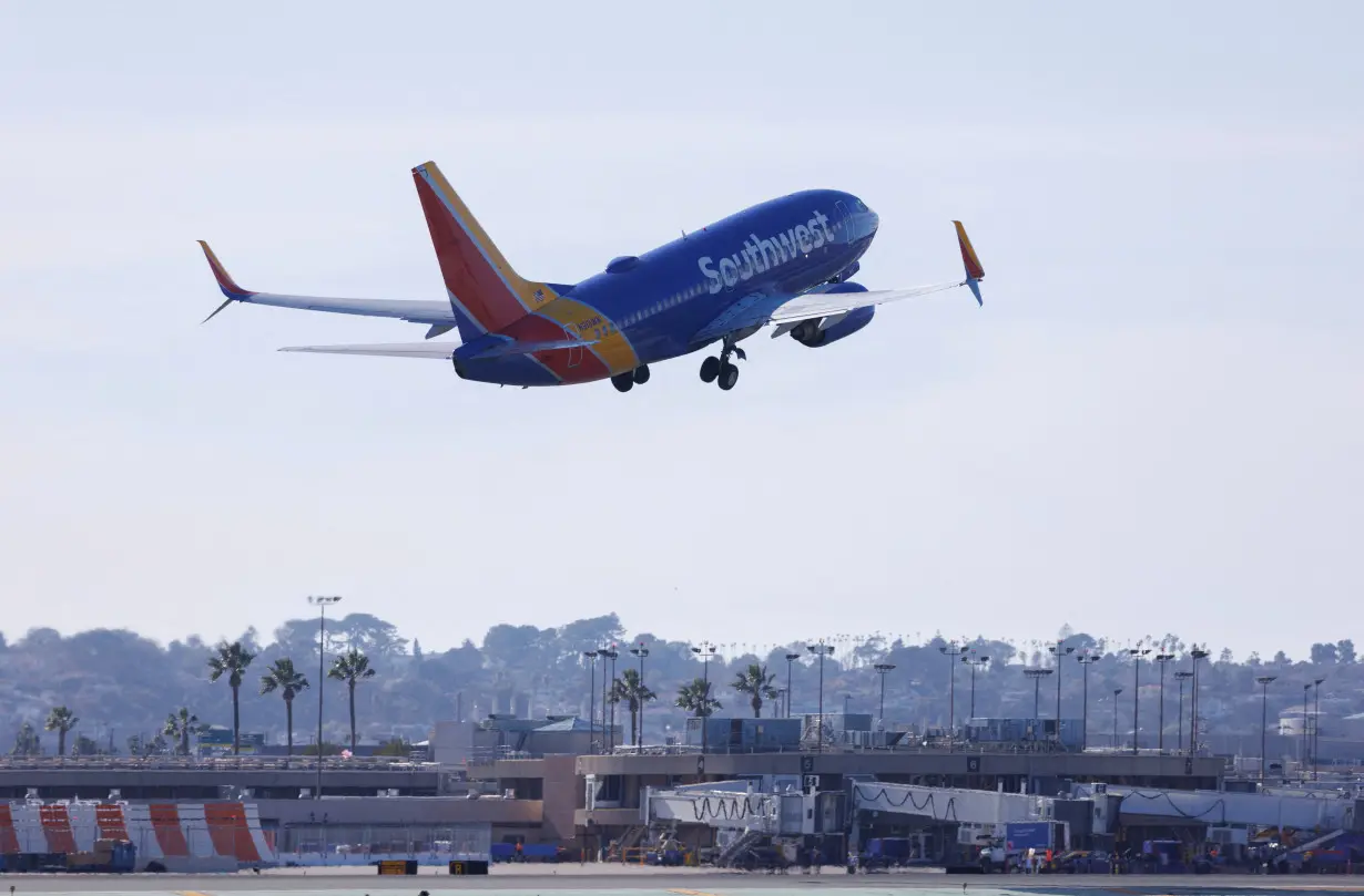 FILE PHOTO: A Southwest Airlines flight takes off from San Diego airport