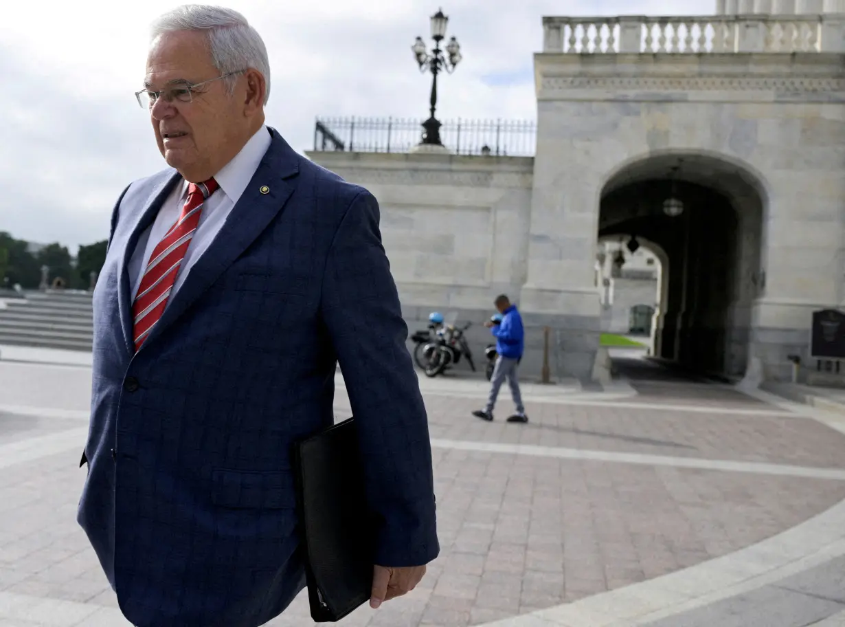 FILE PHOTO: U.S. Senator Bob Menendez (D-NJ) exits the U.S. Capitol in Washington