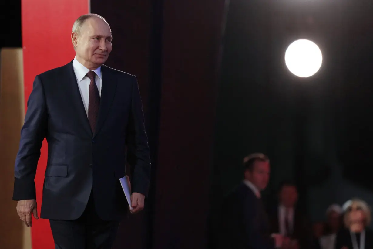 Russian President Vladimir Putin attends the all-Russian municipal forum in the town of Odintsovo in Moscow region