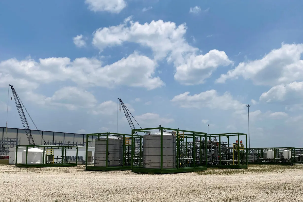 FILE PHOTO: Portable and fully automated direct lithium extraction plant owned by International Battery Metals is seen in Lake Charles