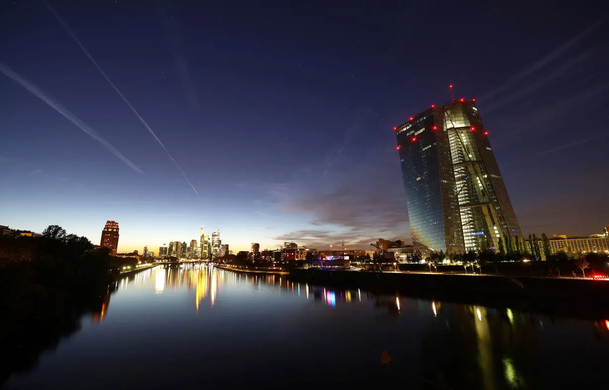 The sun sets behind the skyline during a warm autumn evening in Frankfurt