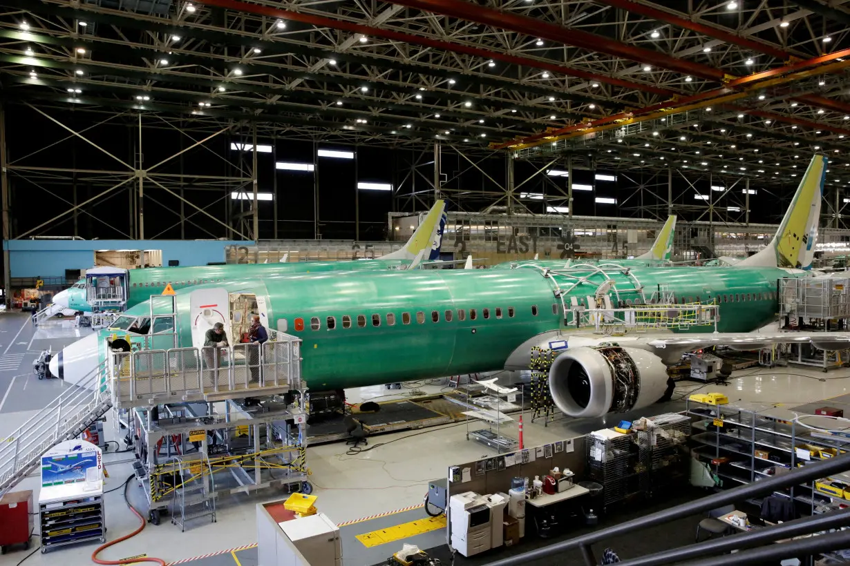 FILE PHOTO: Boeing's new 737 MAX-9 is pictured under construction at their production facility in Renton, Washington, U.S., February 13, 2017. REUTERS/Jason Redmond/