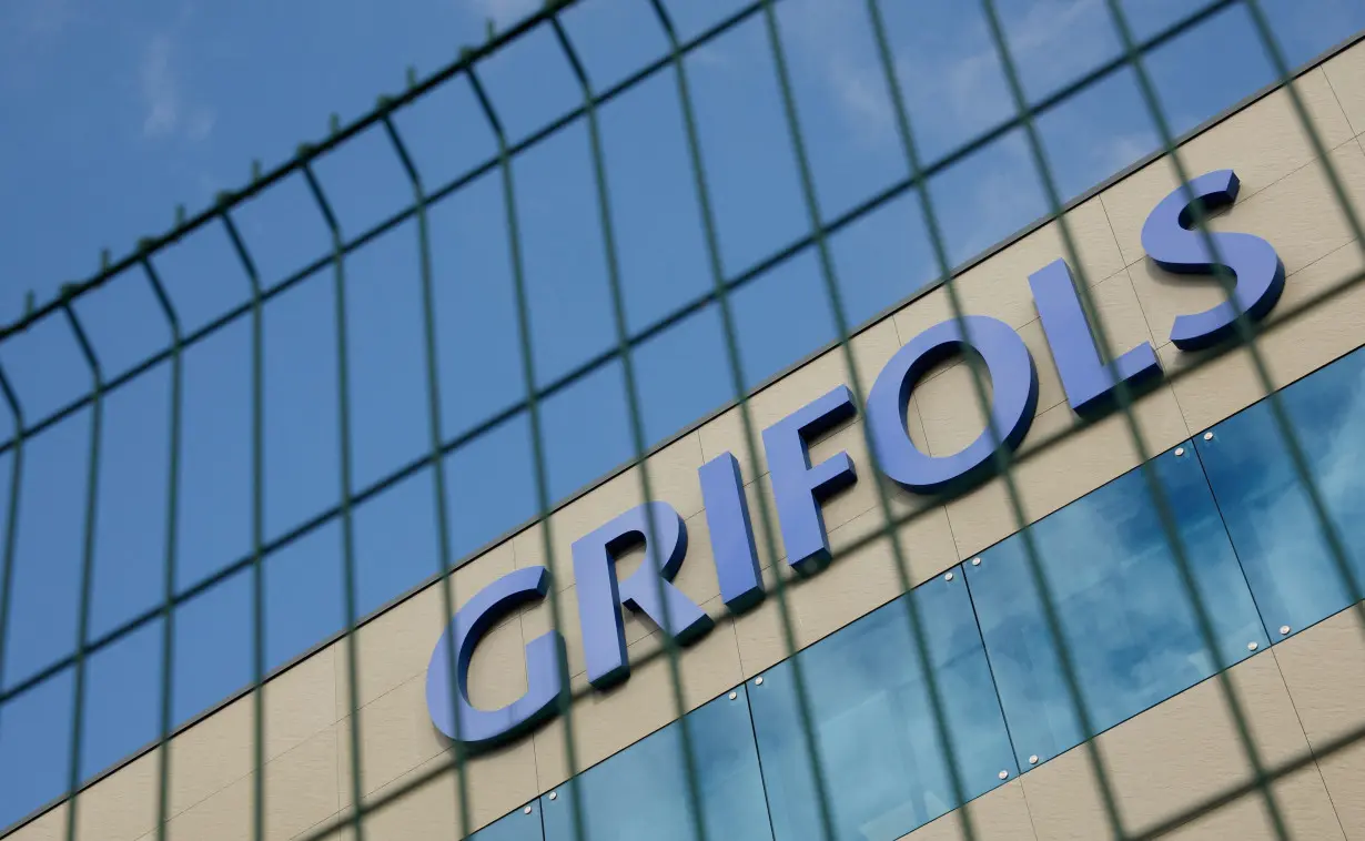 Logo of the Spanish pharmaceuticals company Grifols is pictured on their facilities in Parets del Valles