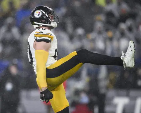 Pittsburgh's T.J. Watt exits in the 3rd quarter against the Ravens with a left knee injury