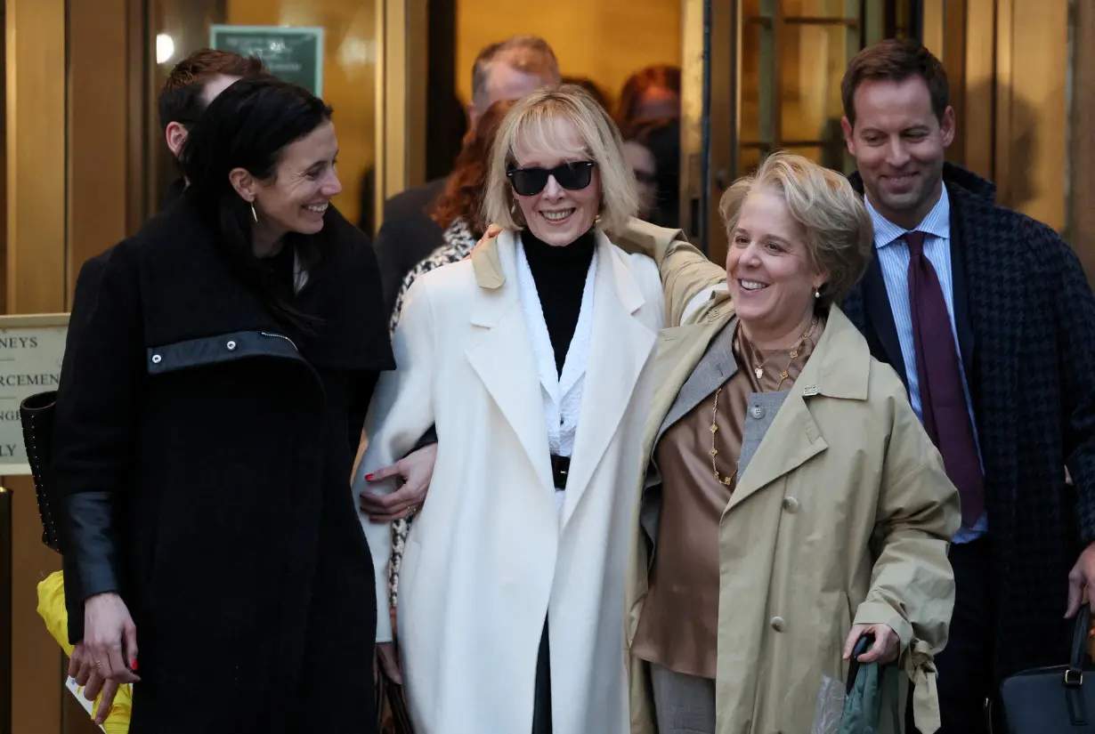 FILE PHOTO: E. Jean Carroll walks outside the Manhattan Federal Court, in New York City