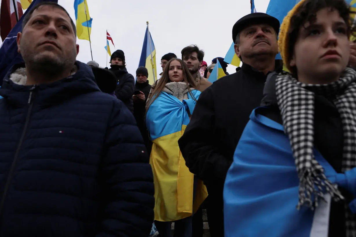 Rally at the Lincoln Memorial to mark the one-year anniversary of Russia's invasion of Ukraine, in Washington