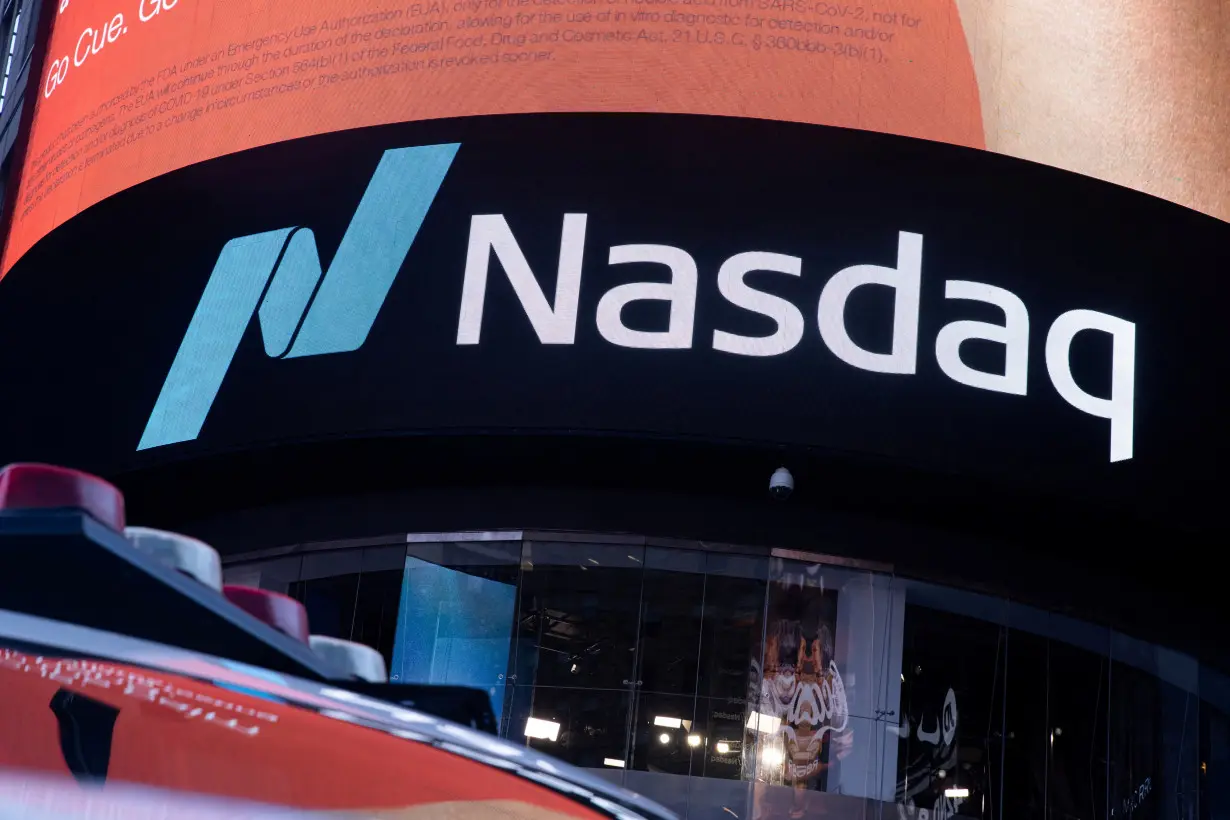 FILE PHOTO: The Nasdaq logo is displayed at the Nasdaq Market site in Times Square in New York