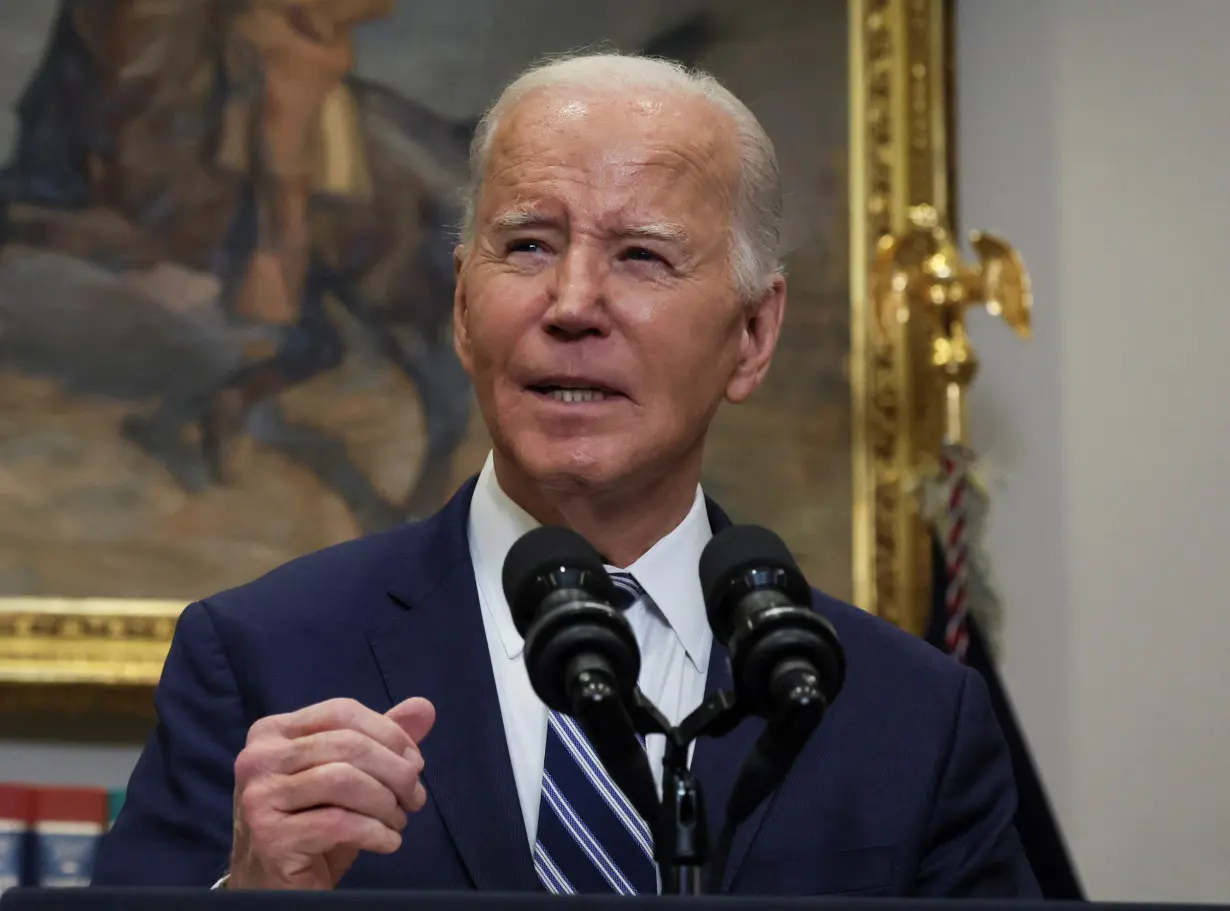 U.S. President Biden speaks about reported death of Alexei Navalny during remarks from the White House in Washington