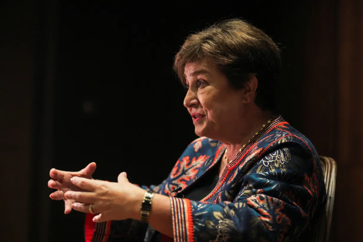 IMF Managing Director Kristalina Georgieva speaks during an interview in Sao Paulo