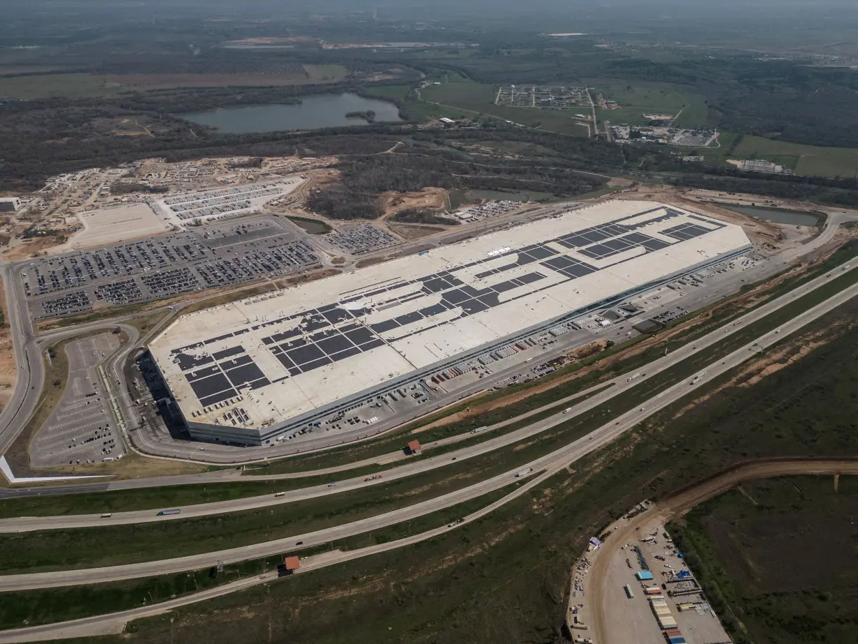 FILE PHOTO: A general view of the Tesla gigafactory in Austin