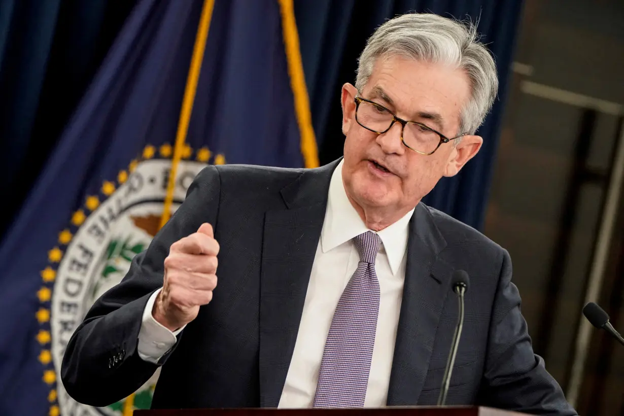 FILE PHOTO: Federal Reserve Chair Jerome Powell holds news conference following the Federal Open Market Committee meeting in Washington