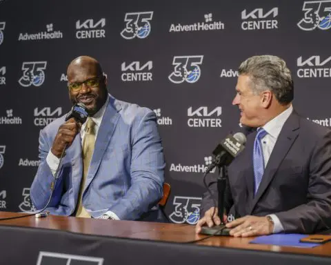 Shaquille O'Neal's No. 32 jersey is the first to be retired by the Orlando Magic