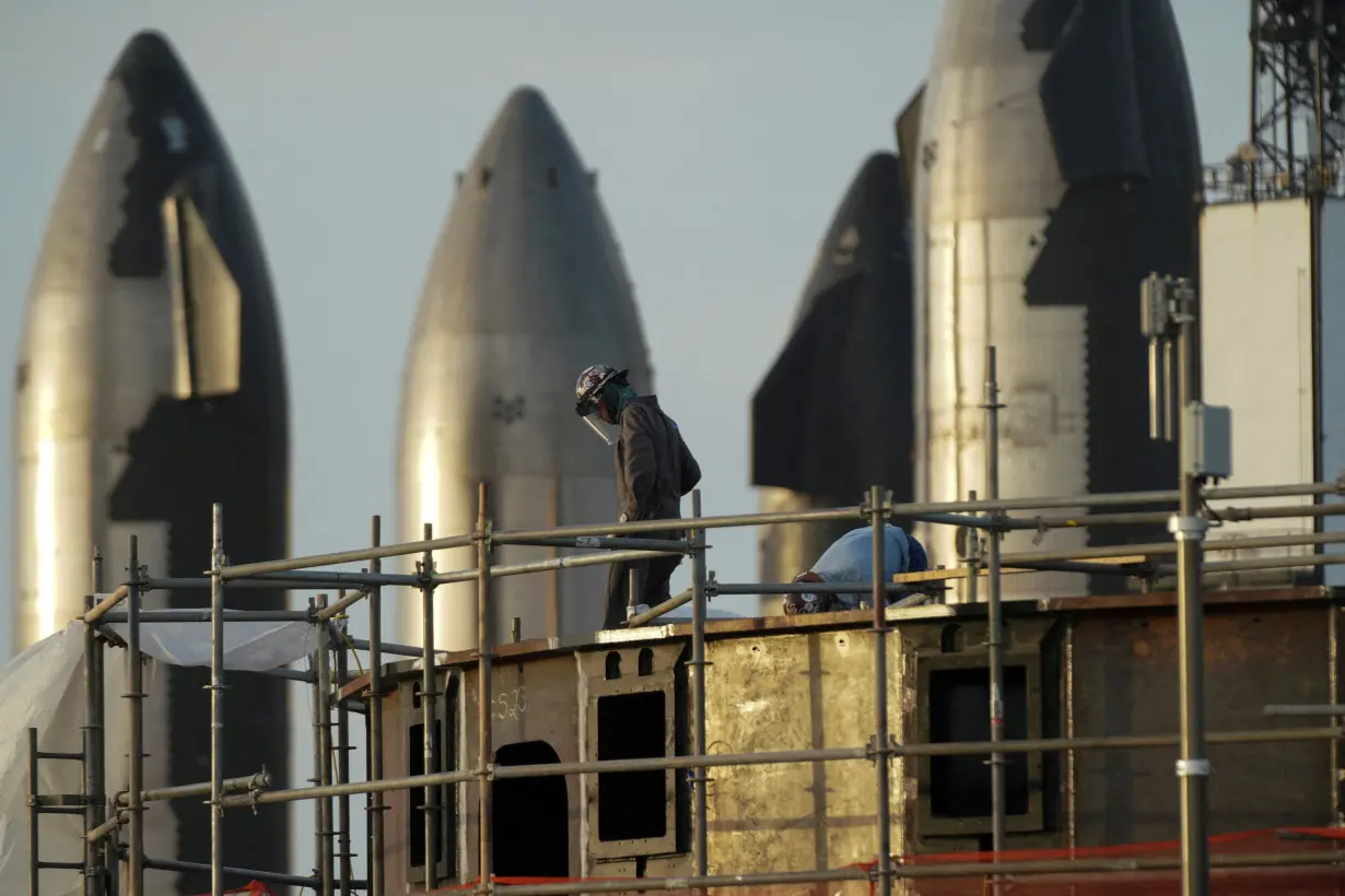 FILE PHOTO: Workers in SpaceX in Brownsville, Texas