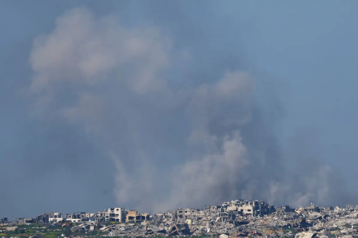 Smoke rises over Gaza, as seen from Israel