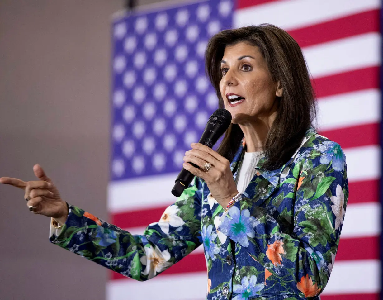 FILE PHOTO: Republican presidential candidate Haley makes a campaign visit in North Augusta