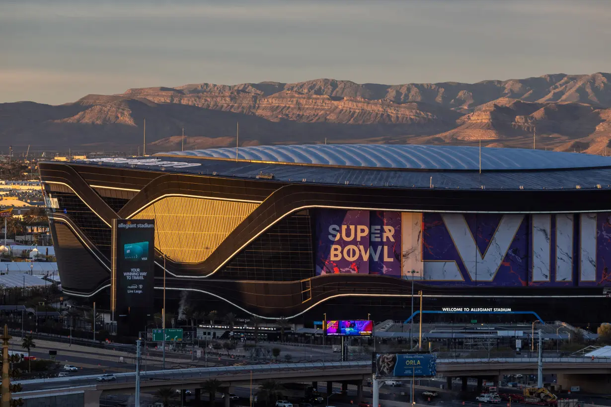FILE PHOTO: Allegiant Stadium, where Super Bowl LVIII will take place, in Las Vegas, Nevada
