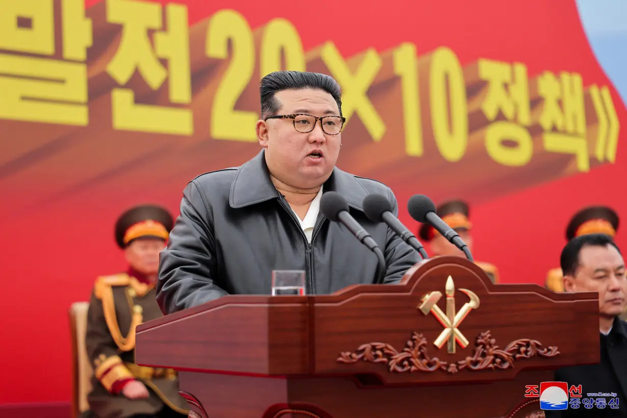 North Korean leader Kim Jong Un attends the groundbreaking ceremony for the construction of a factory in Seongcheon-gun