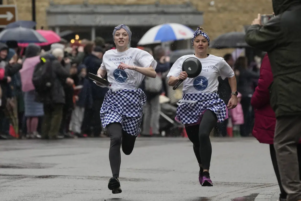 In this centuries-old English pancake race, 'you just have to go flat out'