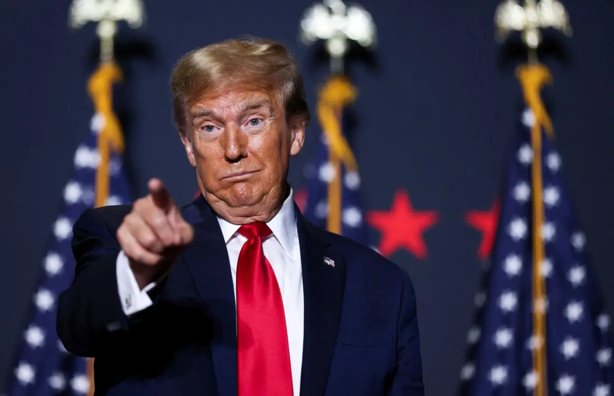 Former U.S. President Donald Trump attends a campaign event in North Charleston